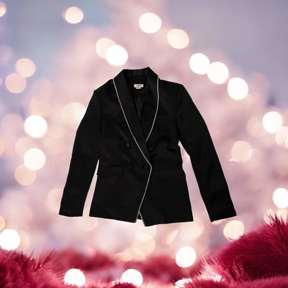 Jason Wu Rhinestone Embellished Black Satin Tuxedo Suit NWT